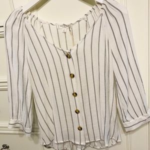Blu Pepper Button Stripe Top